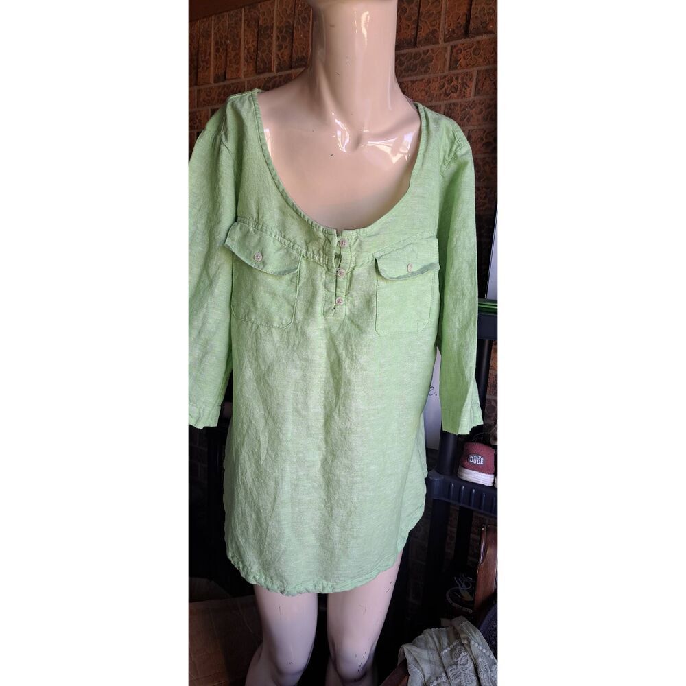 EDDIE Bauer XL Spring Green Linen Top